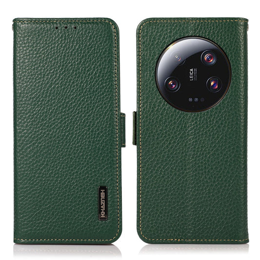 Xiaomi 13 Ultra Handyhülle – KHAZNEH RFID-blockierende aus echtem Rindsleder, Brieftaschen-Ständer, Flip