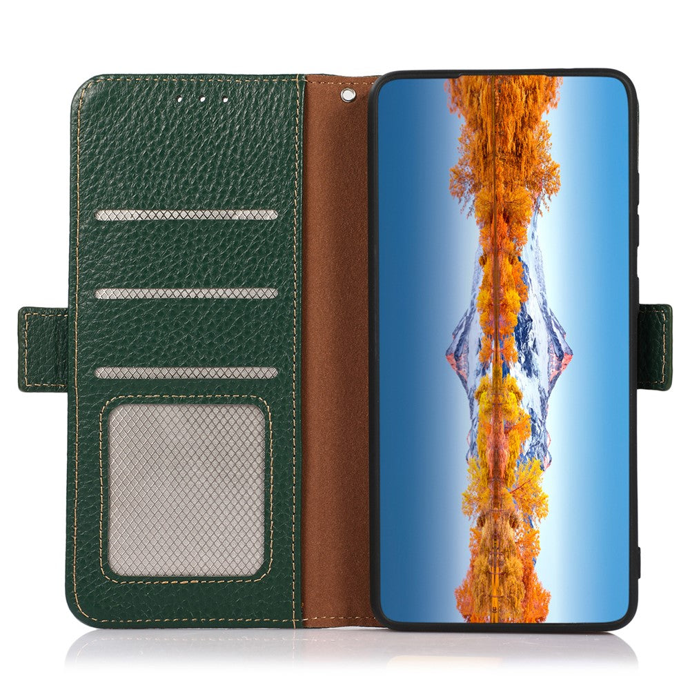 KHAZNEH For Xiaomi 13 Ultra RFID Blocking Genuine Cow Leather Phone Case Wallet Stand Flip Cover