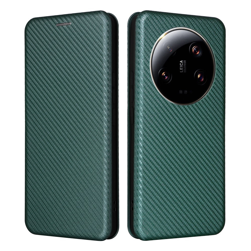 For Xiaomi 13 Ultra PU Leather Phone Case Carbon Fiber Texture Stand Card Slot Cover