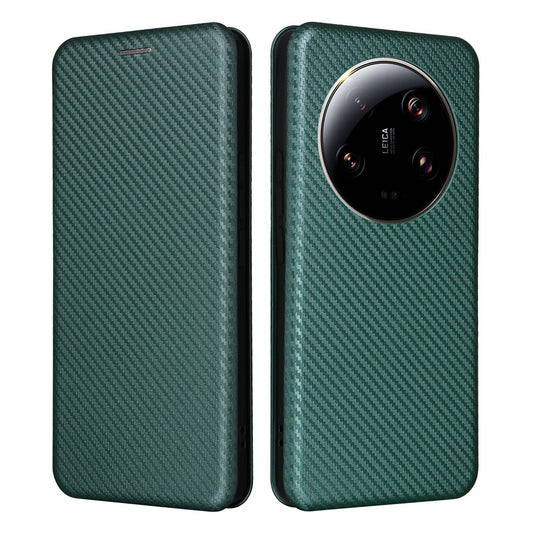 Xiaomi 13 Ultra Handyhülle – aus PU-Leder mit Karbonfaser-Textur, Ständer, Kartensteckplatz-Abdeckung