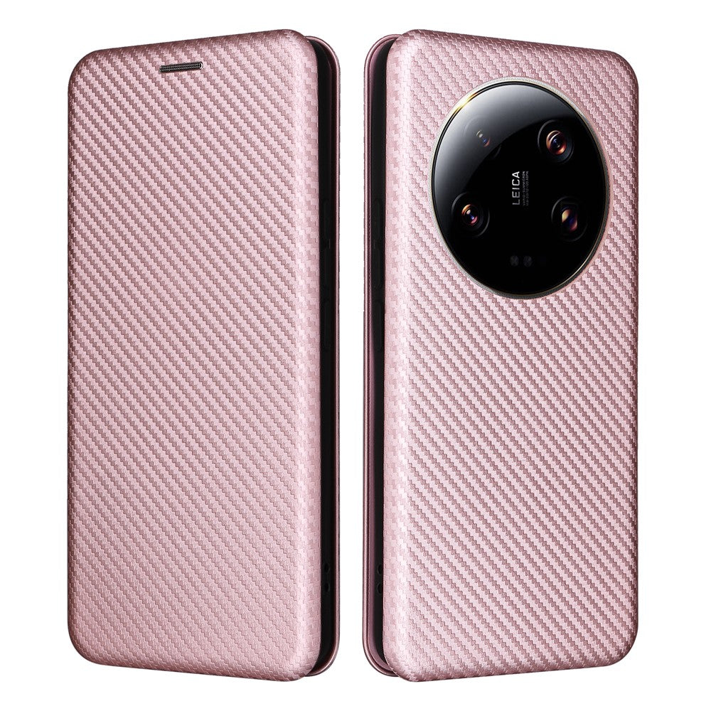 For Xiaomi 13 Ultra PU Leather Phone Case Carbon Fiber Texture Stand Card Slot Cover