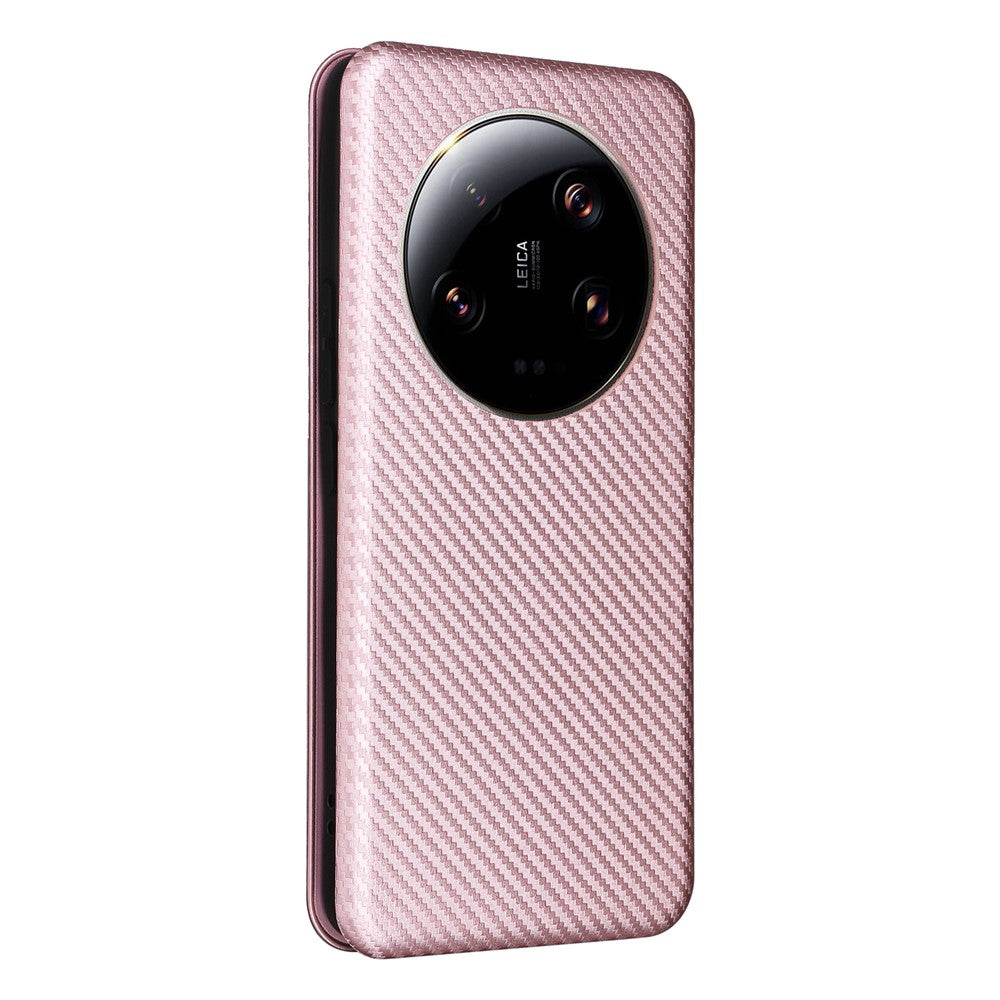For Xiaomi 13 Ultra PU Leather Phone Case Carbon Fiber Texture Stand Card Slot Cover