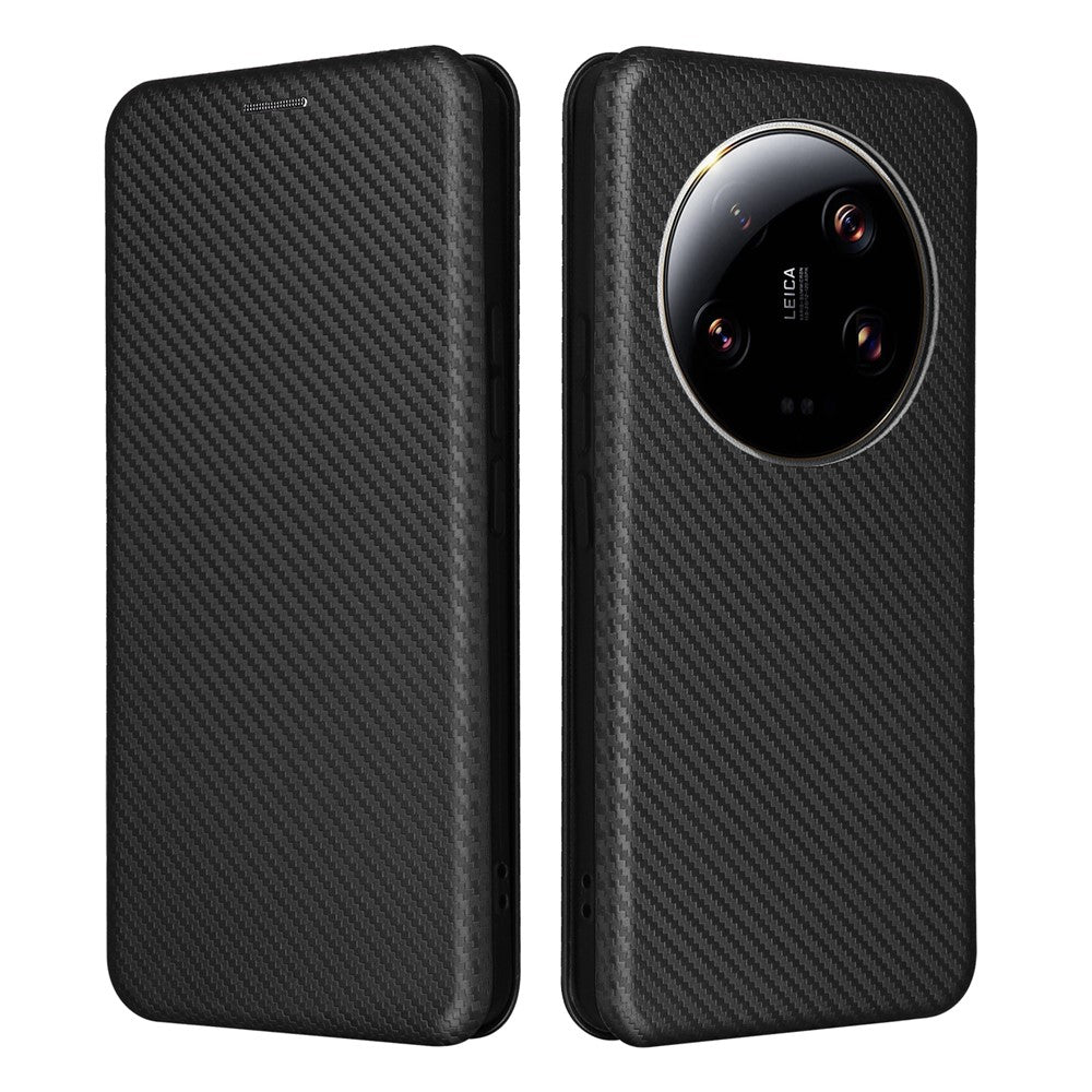 For Xiaomi 13 Ultra PU Leather Phone Case Carbon Fiber Texture Stand Card Slot Cover