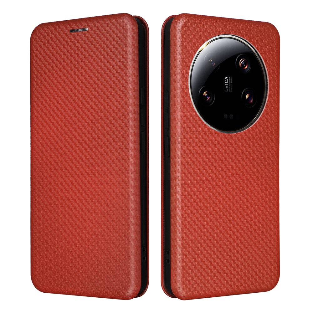 For Xiaomi 13 Ultra PU Leather Phone Case Carbon Fiber Texture Stand Card Slot Cover