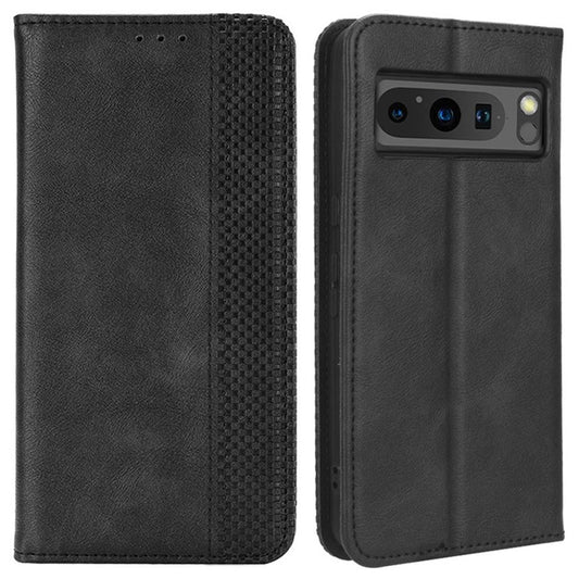Pixel 8 Pro Lederhülle – Mit Brieftaschenfunktion, Ständer & Retro-Textur