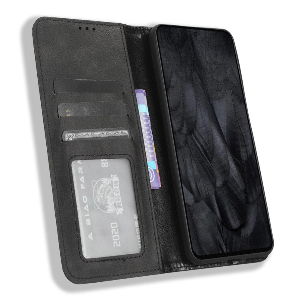 Pixel 8 Pro Lederhülle – Mit Brieftaschenfunktion, Ständer & Retro-Textur