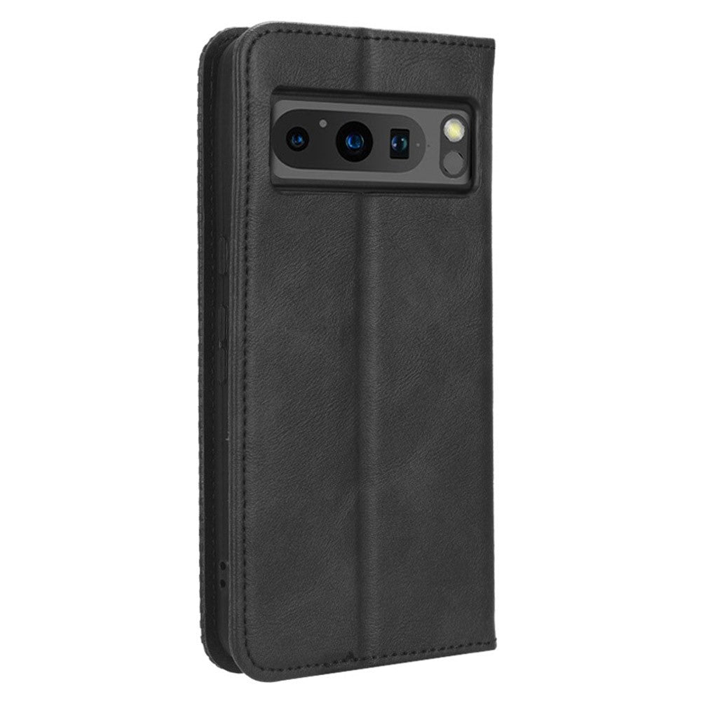 Pixel 8 Pro Lederhülle – Mit Brieftaschenfunktion, Ständer & Retro-Textur