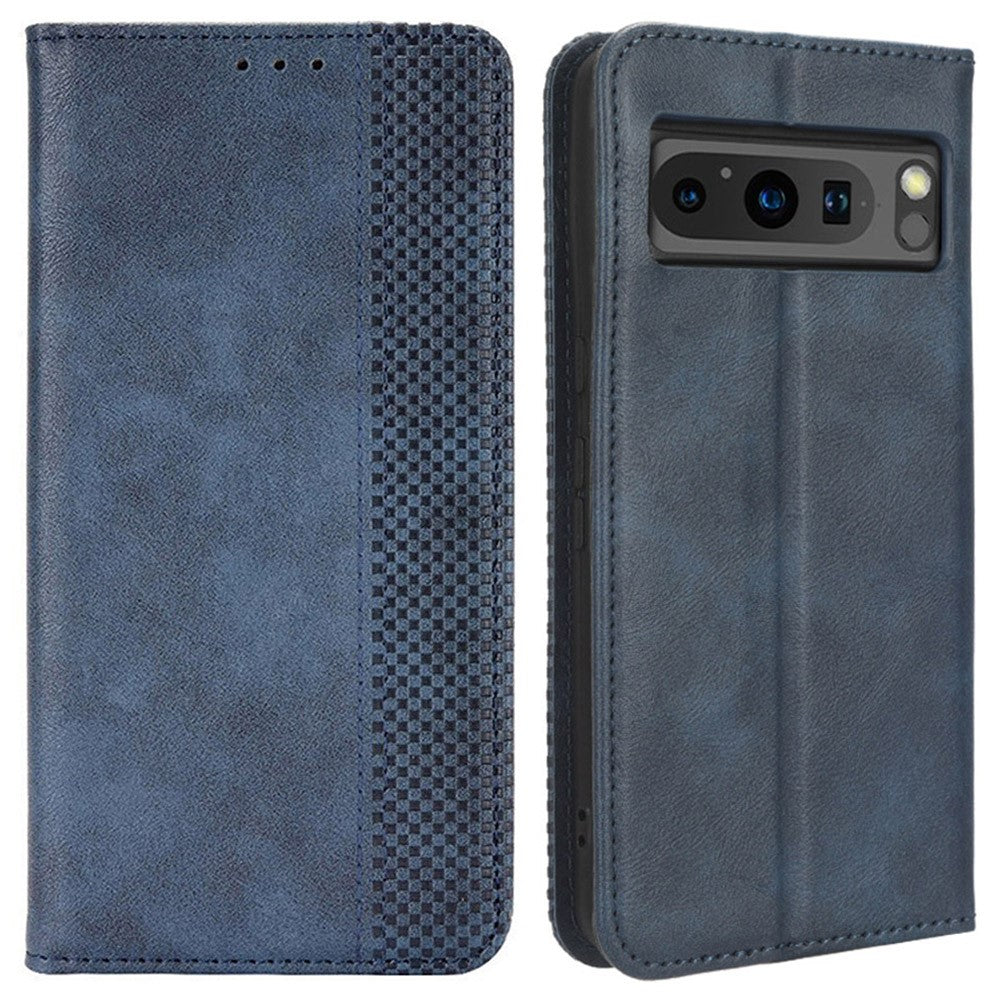 Pixel 8 Pro Lederhülle – Mit Brieftaschenfunktion, Ständer & Retro-Textur