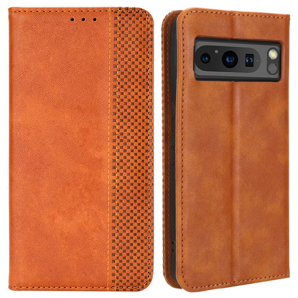 Pixel 8 Pro Lederhülle – Mit Brieftaschenfunktion, Ständer & Retro-Textur