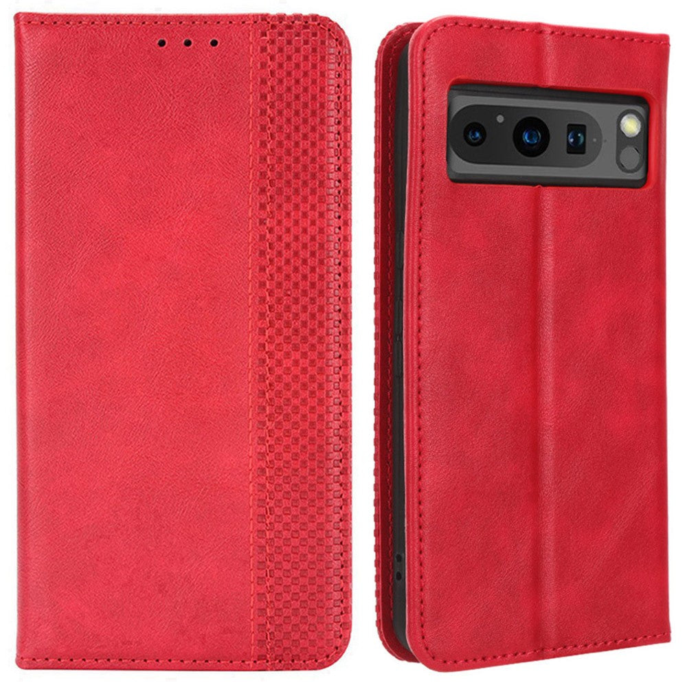 Pixel 8 Pro Lederhülle – Mit Brieftaschenfunktion, Ständer & Retro-Textur