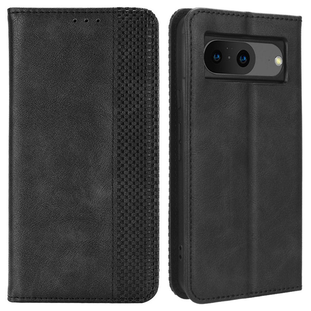 Pixel 8 Lederhülle – Mit Brieftaschenfunktion, Ständer & Retro-Textur