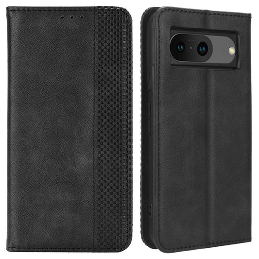 Pixel 8 Lederhülle – Mit Brieftaschenfunktion, Ständer & Retro-Textur