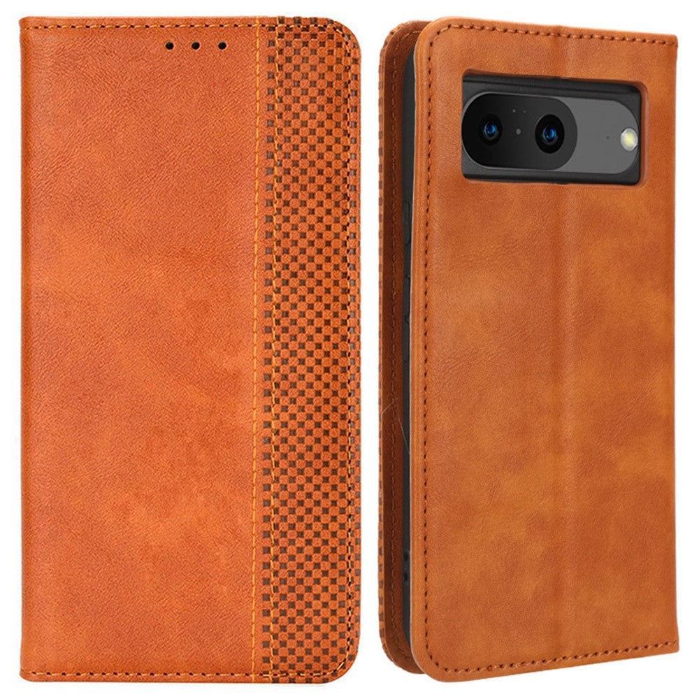 Pixel 8 Lederhülle – Mit Brieftaschenfunktion, Ständer & Retro-Textur