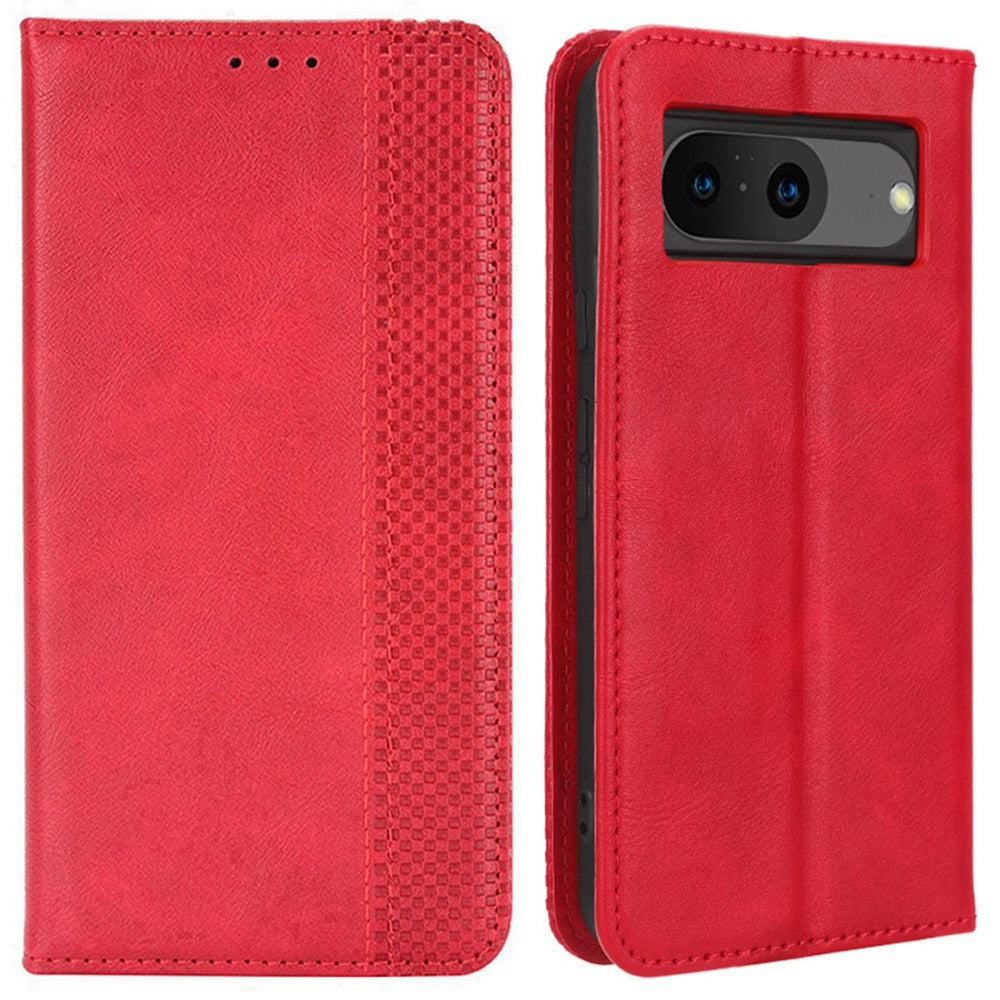 Pixel 8 Lederhülle – Mit Brieftaschenfunktion, Ständer & Retro-Textur