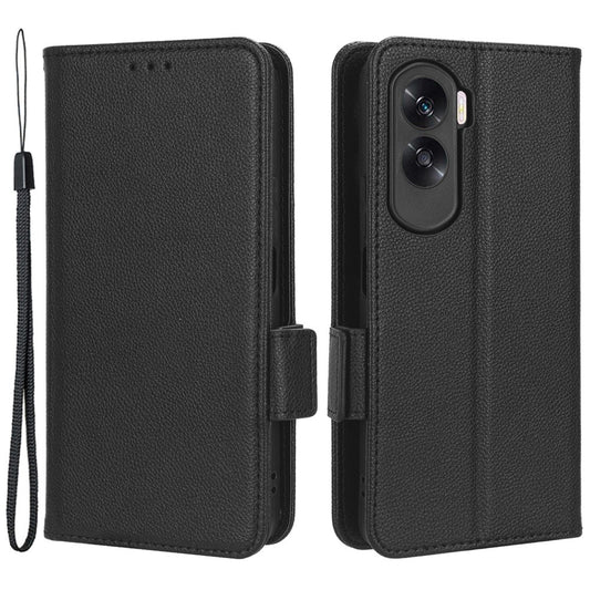 Honor X50i 5G / Honor 90 Lite 5G Wallet-Handyhülle – mit Standfunktion, mit Litschi-Textur, aus PU-Leder