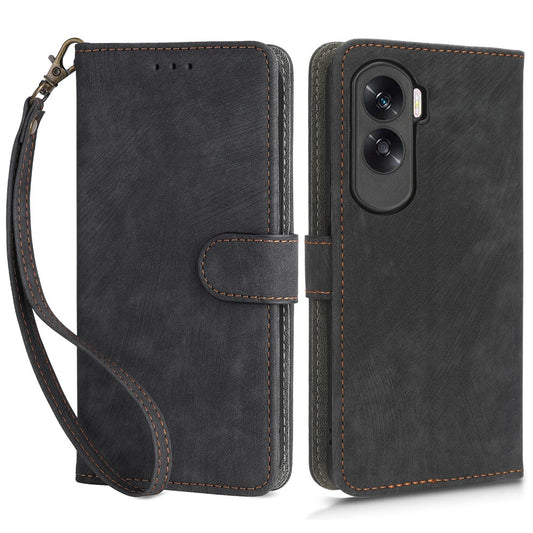 Honor X50i 5G / Honor 90 Lite 5G Handyhülle – X50i 5G RFID-blockierende PU-Lederhülle, Handy-Brieftaschen-Ständerhülle mit Riemen