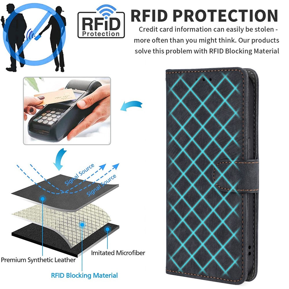 For Honor 90 Lite 5G / X50i 5G RFID Blocking PU Leather Case Cell Phone Wallet Stand Cover with Strap