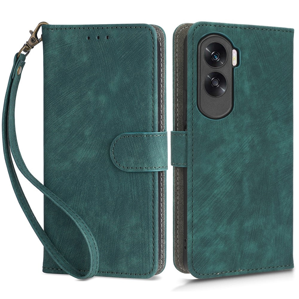 For Honor 90 Lite 5G / X50i 5G RFID Blocking PU Leather Case Cell Phone Wallet Stand Cover with Strap