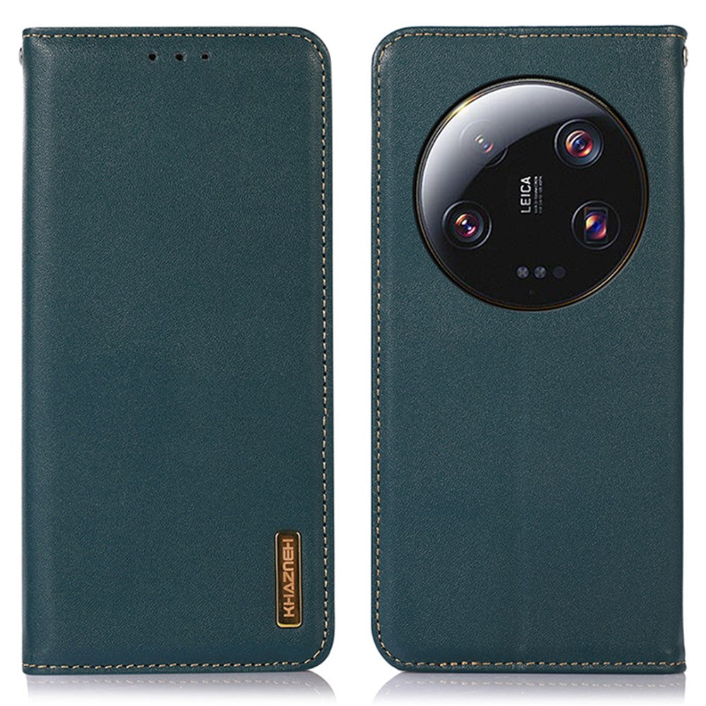 KHAZNEH For Xiaomi 13 Ultra Mobile Phone Cover RFID Blocking Genuine Cowhide Leather Stand Wallet Case