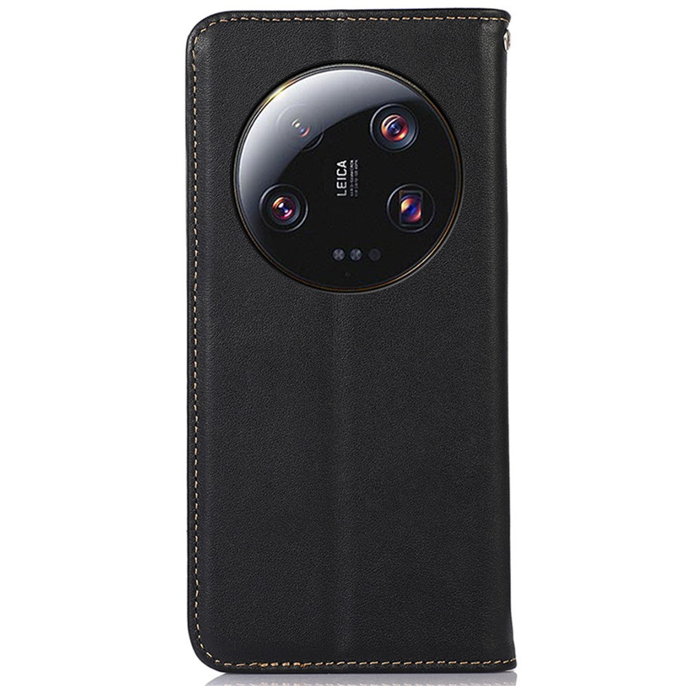 KHAZNEH For Xiaomi 13 Ultra Mobile Phone Cover RFID Blocking Genuine Cowhide Leather Stand Wallet Case