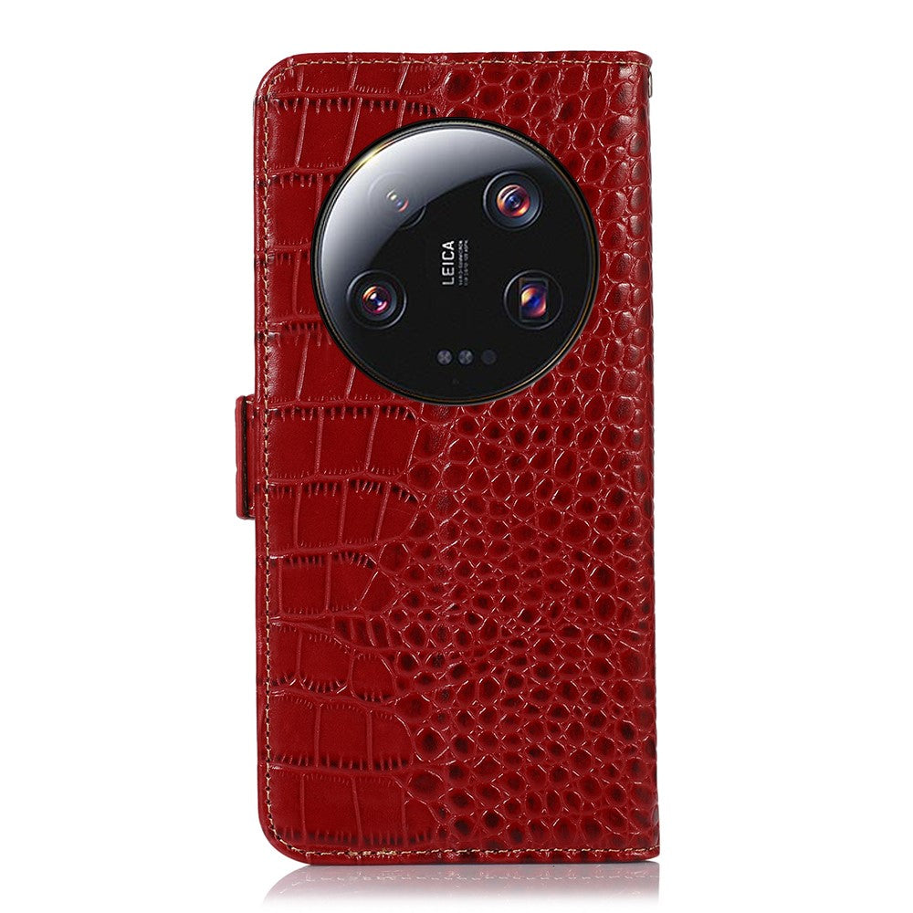 For Xiaomi 13 Ultra Genuine Cowhide Leather Phone Case Stand RFID Blocking Wallet Crocodile Texture Phone Cover