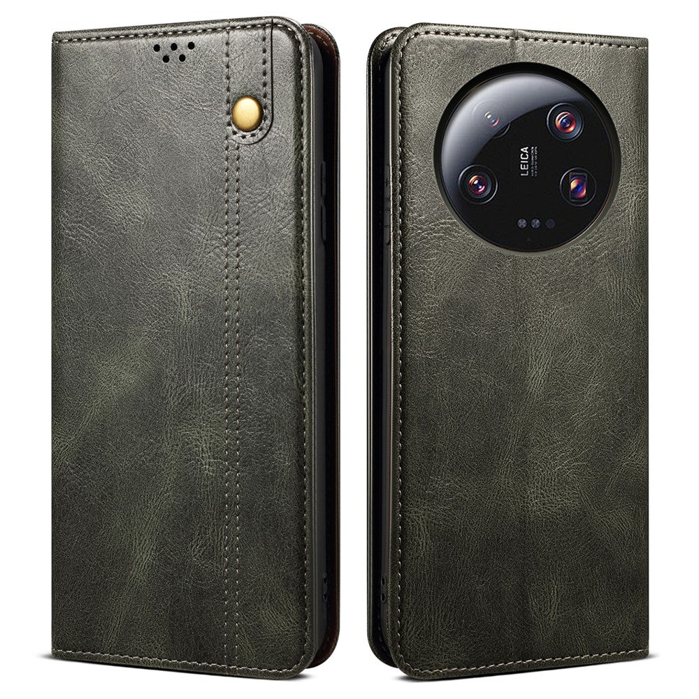 For Xiaomi 13 Ultra Leather Wallet Phone Case Waxy Crazy Horse Texture Stand Phone Cover