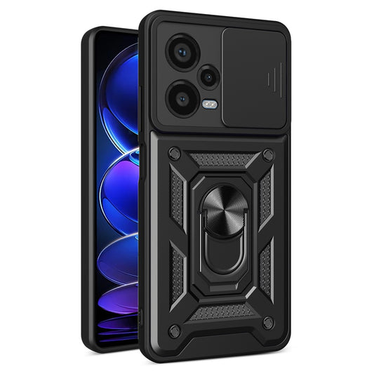 Xiaomi Redmi Note 12 Pro+ 5G Handyhülle – Ständer-, Schiebelinsenschutz, PC + TPU