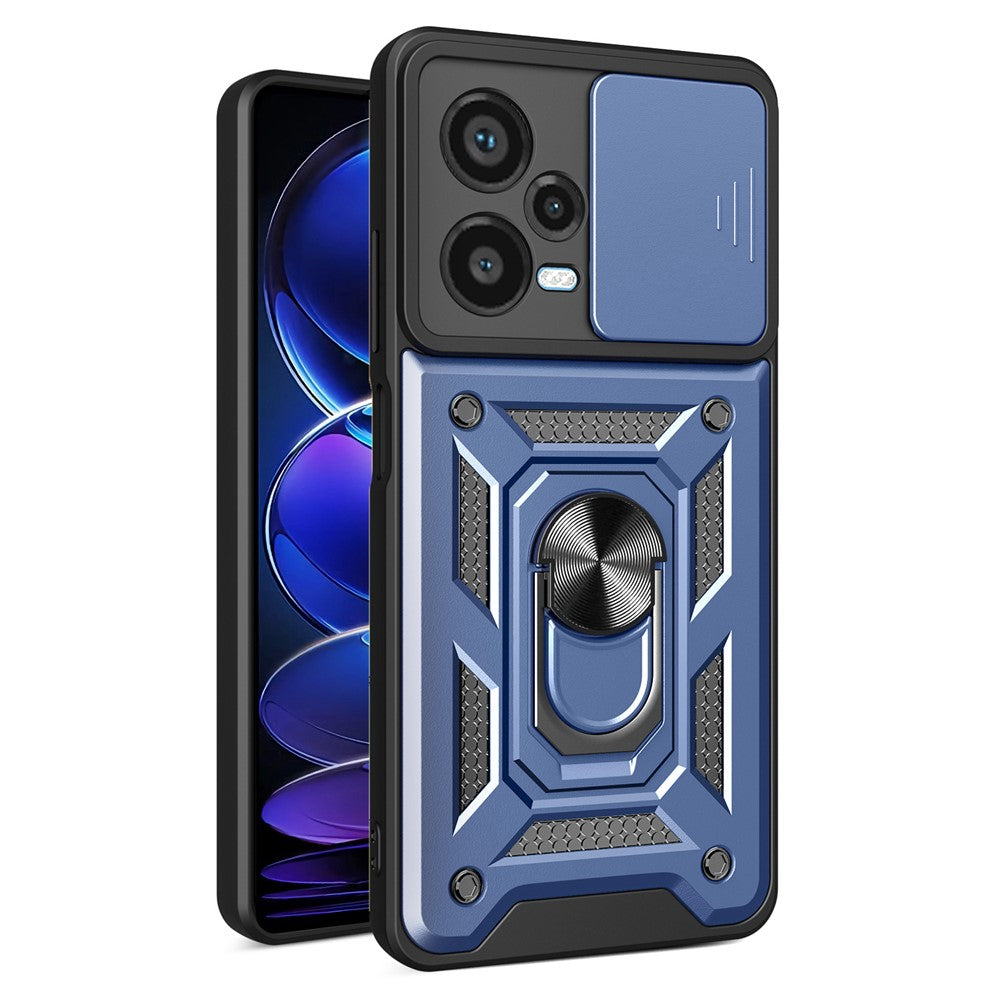 For Xiaomi Redmi Note 12 Pro+ 5G Kickstand Phone Case Slide Lens Protection PC+TPU Phone Cover