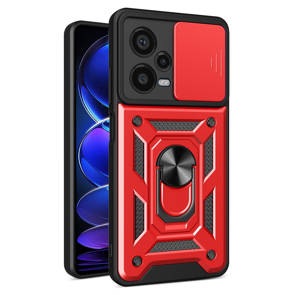 For Xiaomi Redmi Note 12 Pro+ 5G Kickstand Phone Case Slide Lens Protection PC+TPU Phone Cover