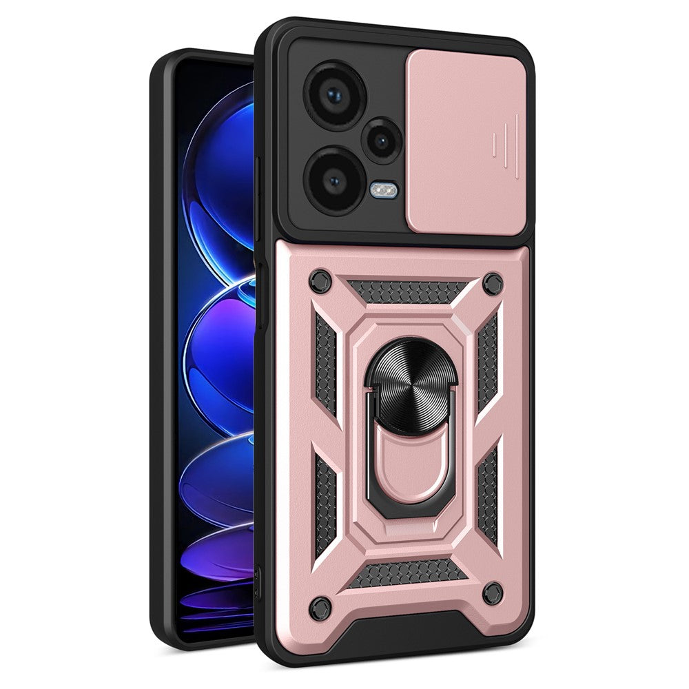 For Xiaomi Redmi Note 12 Pro+ 5G Kickstand Phone Case Slide Lens Protection PC+TPU Phone Cover