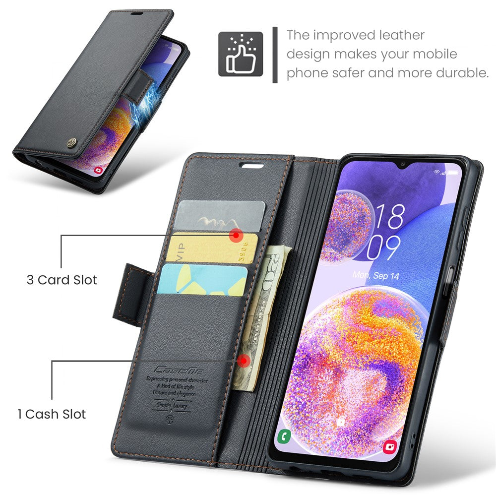 Galaxy A23 4G/5G Glänzende Wallet-Hülle – RFID-Schutz & Ständer