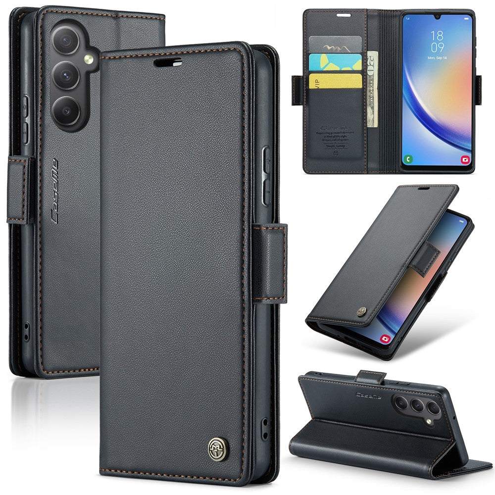 Galaxy A34 5G Glänzende Wallet-Hülle – RFID-Schutz & Ständer