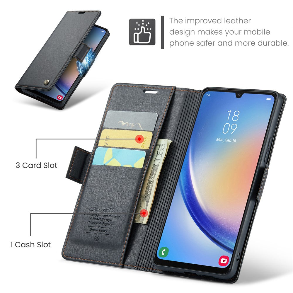 Galaxy A34 5G Glänzende Wallet-Hülle – RFID-Schutz & Ständer