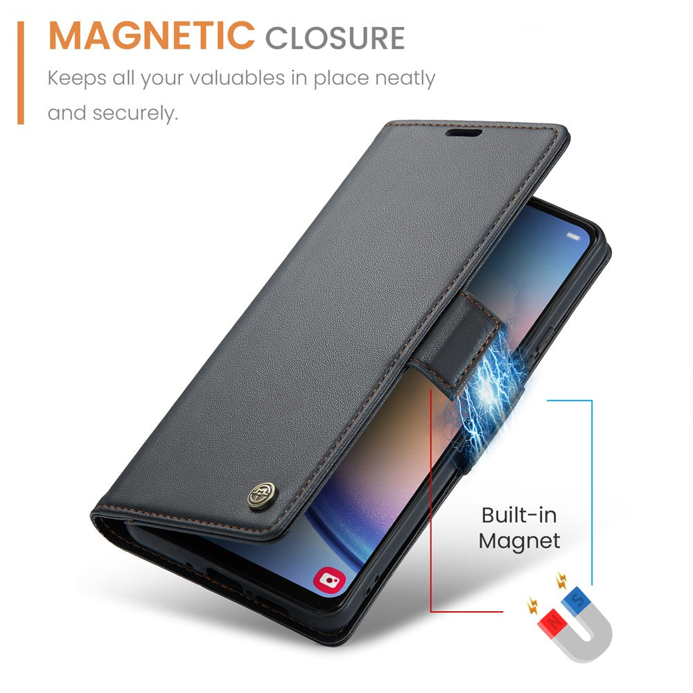 Galaxy A34 5G Glänzende Wallet-Hülle – RFID-Schutz & Ständer