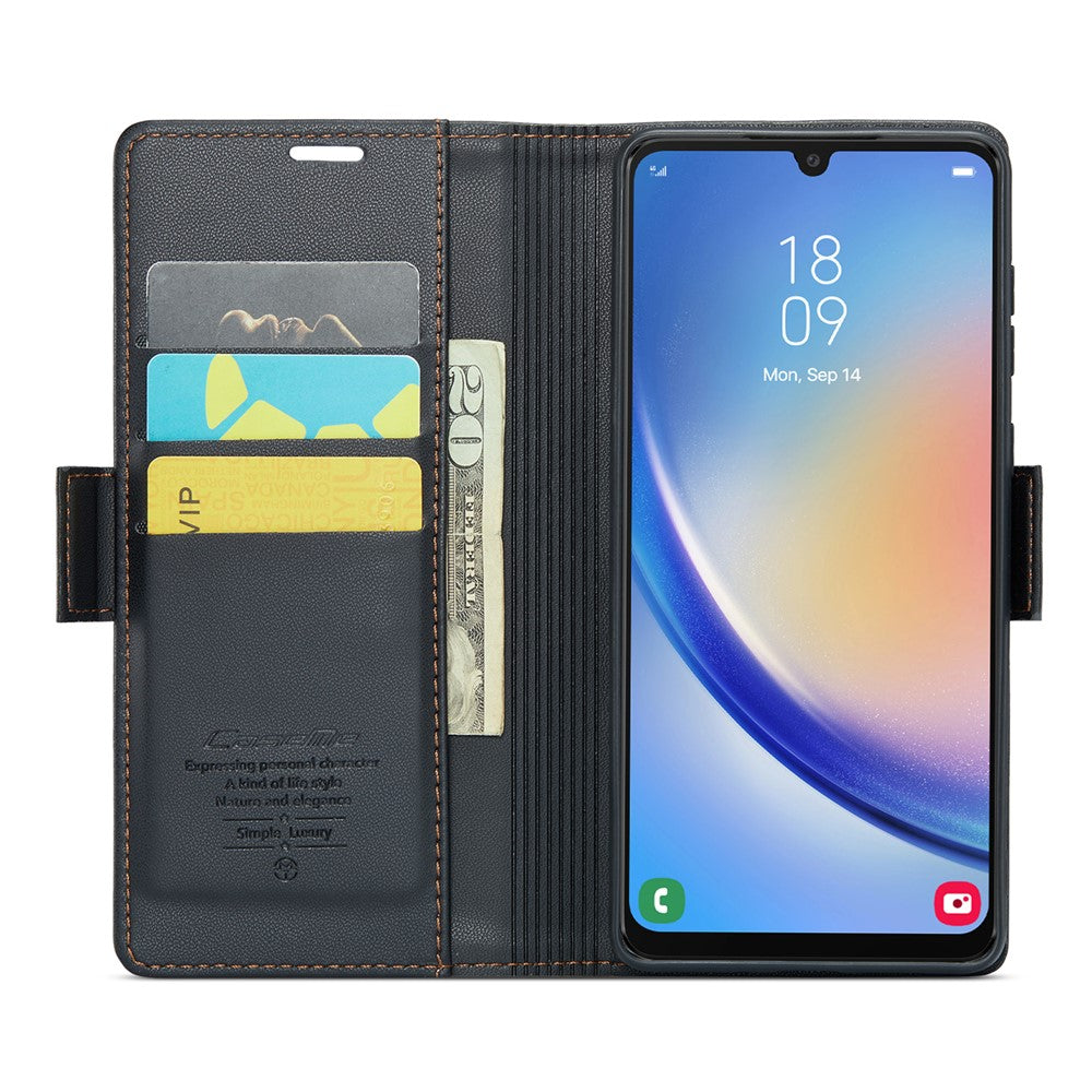 Galaxy A34 5G Glänzende Wallet-Hülle – RFID-Schutz & Ständer
