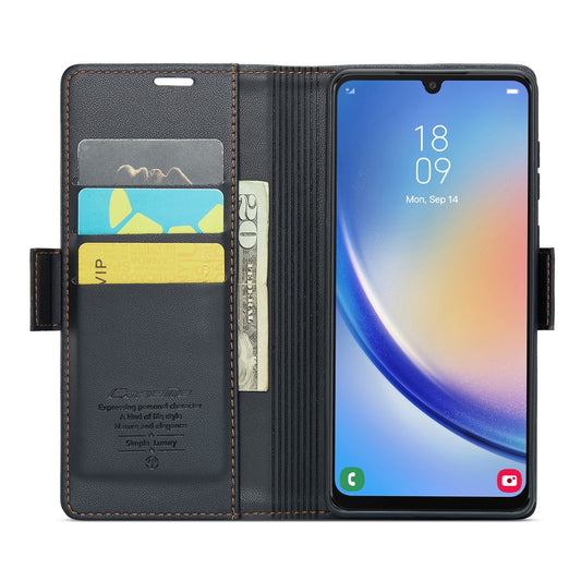 Galaxy A34 5G Glänzende Wallet-Hülle – RFID-Schutz & Ständer