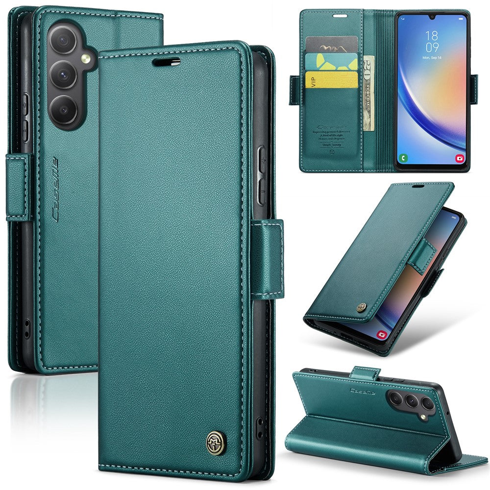 Galaxy A34 5G Glänzende Wallet-Hülle – RFID-Schutz & Ständer