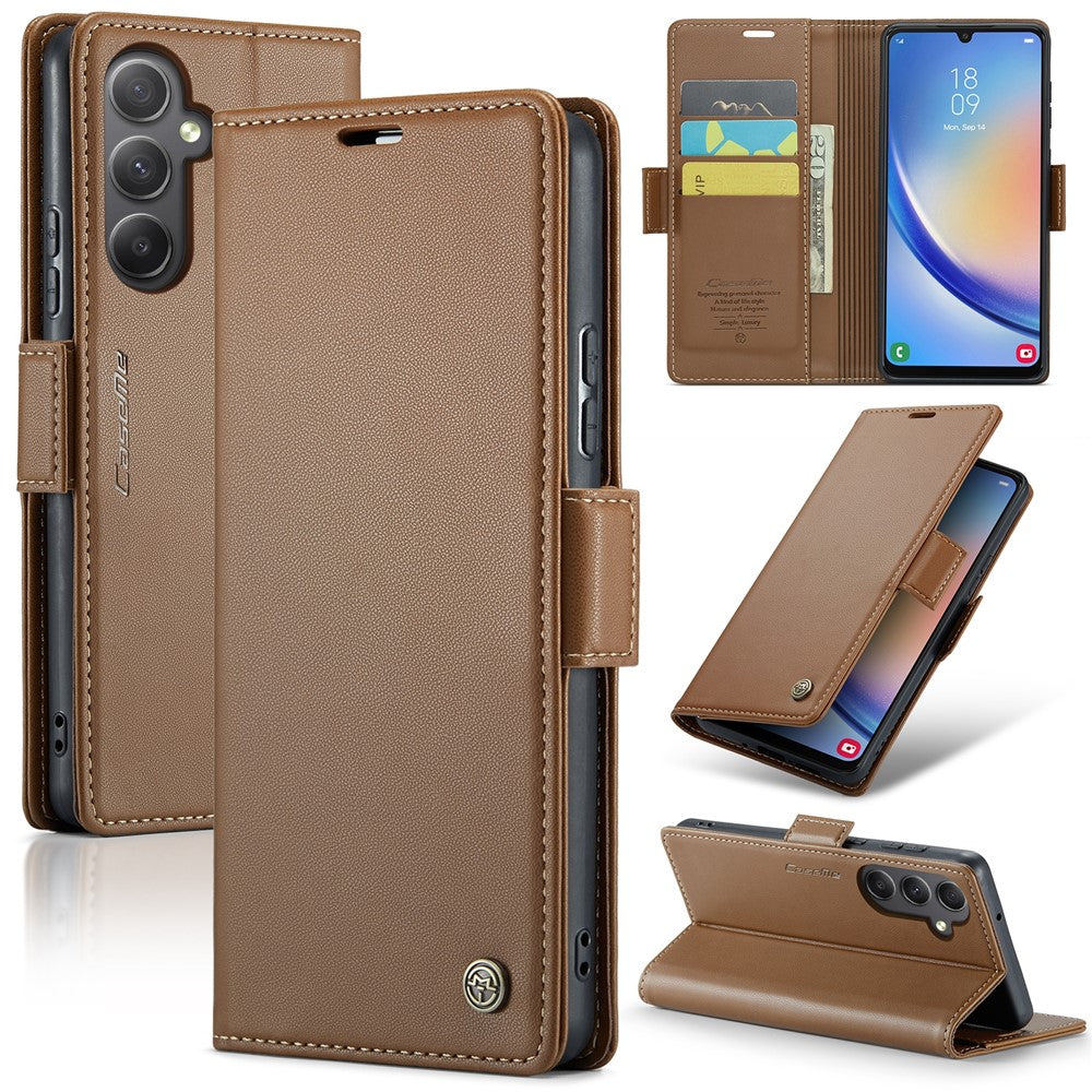 Galaxy A34 5G Glänzende Wallet-Hülle – RFID-Schutz & Ständer