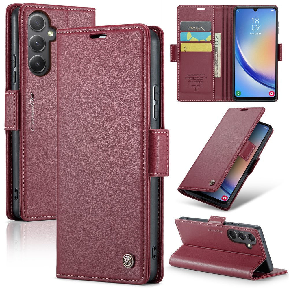 Galaxy A34 5G Glänzende Wallet-Hülle – RFID-Schutz & Ständer