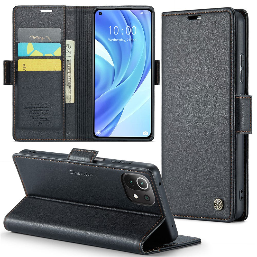 For Xiaomi Mi 11 Lite 4G / 5G / 11 Lite 5G NE Leather Case CASEME 023 RFID Blocking 3 Card Slot Mobile Cover