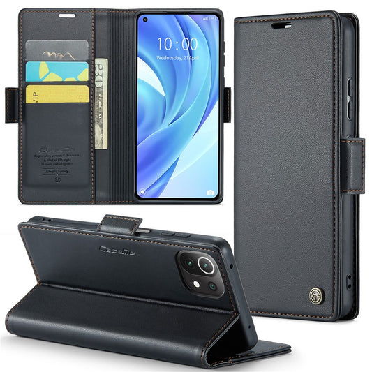 For Xiaomi Mi 11 Lite 4G / 5G / 11 Lite 5G NE Leather Case CASEME 023 RFID Blocking 3 Card Slot Mobile Cover