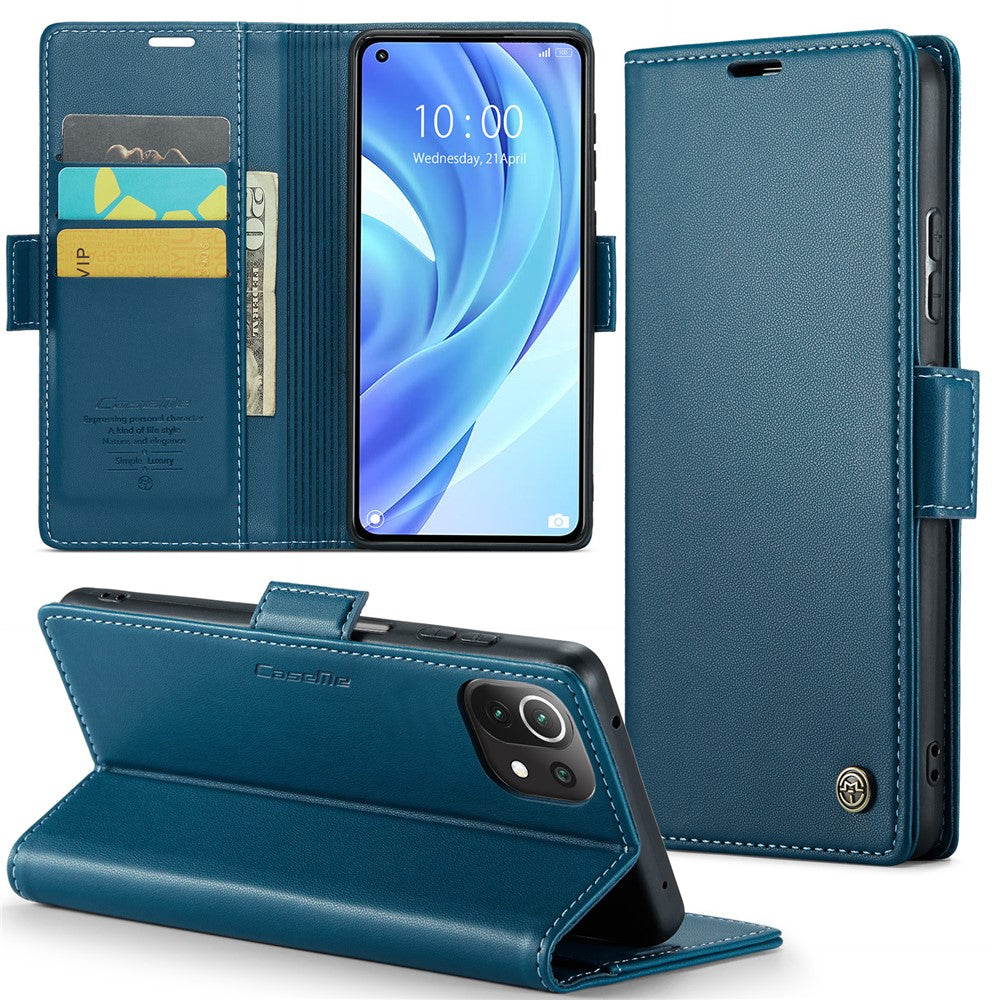 For Xiaomi Mi 11 Lite 4G / 5G / 11 Lite 5G NE Leather Case CASEME 023 RFID Blocking 3 Card Slot Mobile Cover