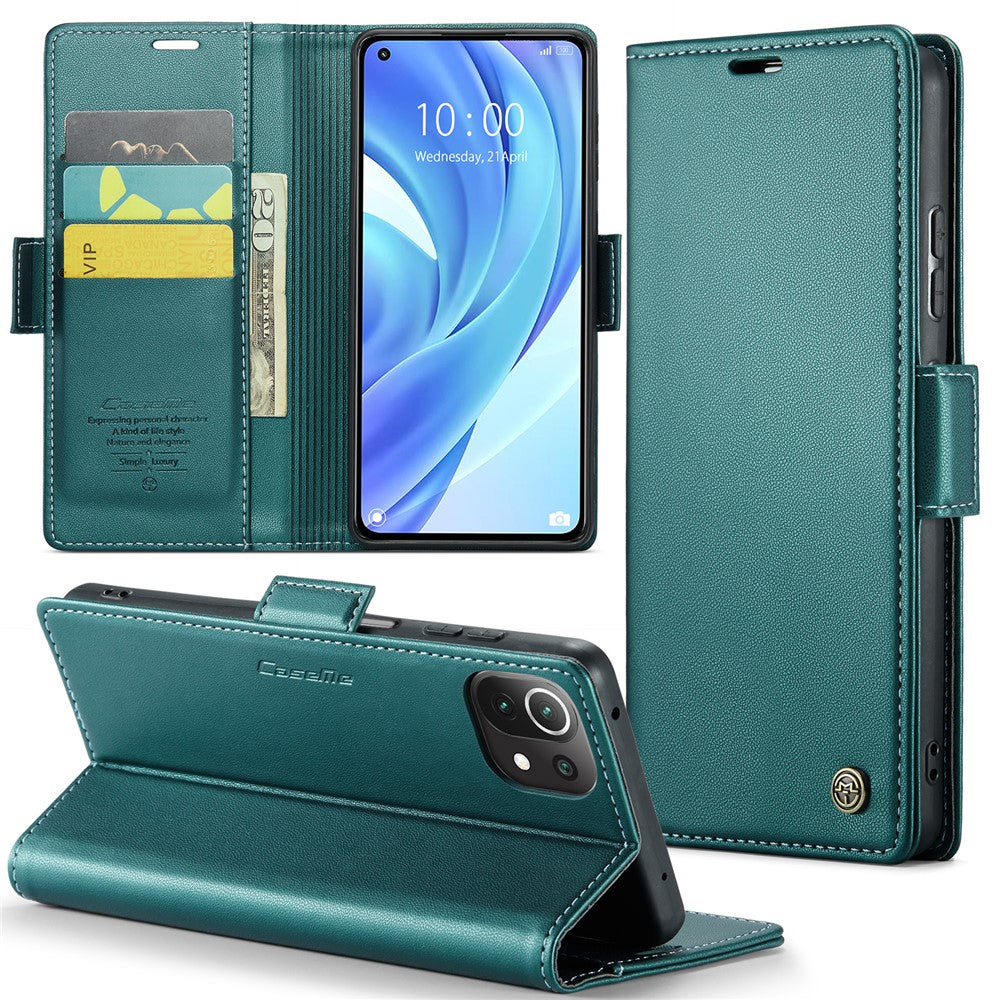 For Xiaomi Mi 11 Lite 4G / 5G / 11 Lite 5G NE Leather Case CASEME 023 RFID Blocking 3 Card Slot Mobile Cover
