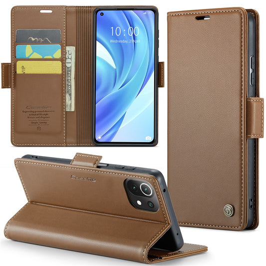 For Xiaomi Mi 11 Lite 4G / 5G / 11 Lite 5G NE Leather Case CASEME 023 RFID Blocking 3 Card Slot Mobile Cover
