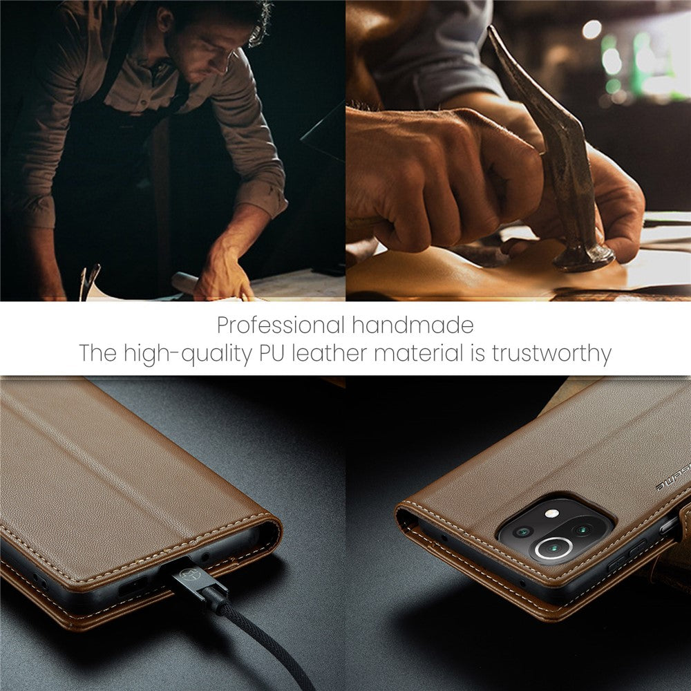 For Xiaomi Mi 11 Lite 4G / 5G / 11 Lite 5G NE Leather Case CASEME 023 RFID Blocking 3 Card Slot Mobile Cover