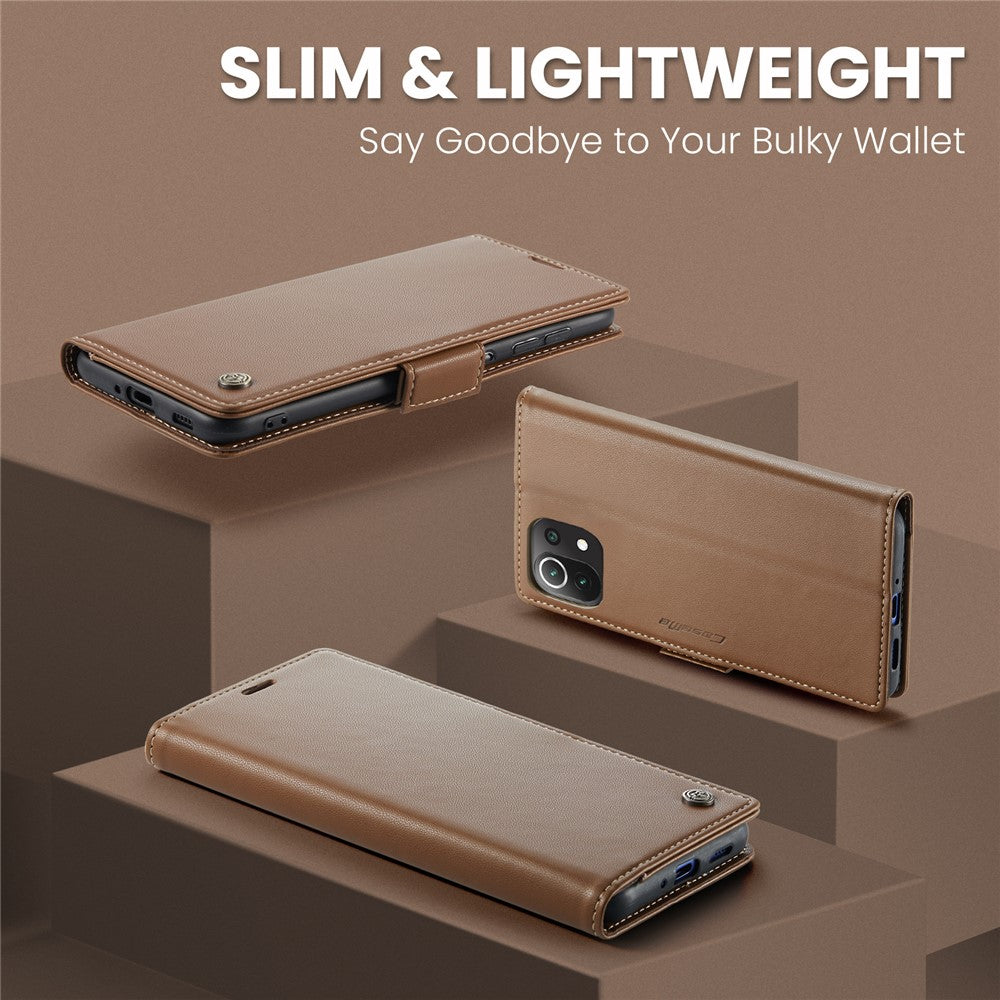 For Xiaomi Mi 11 Lite 4G / 5G / 11 Lite 5G NE Leather Case CASEME 023 RFID Blocking 3 Card Slot Mobile Cover