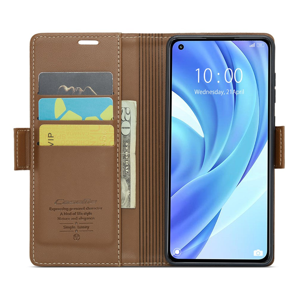 For Xiaomi Mi 11 Lite 4G / 5G / 11 Lite 5G NE Leather Case CASEME 023 RFID Blocking 3 Card Slot Mobile Cover