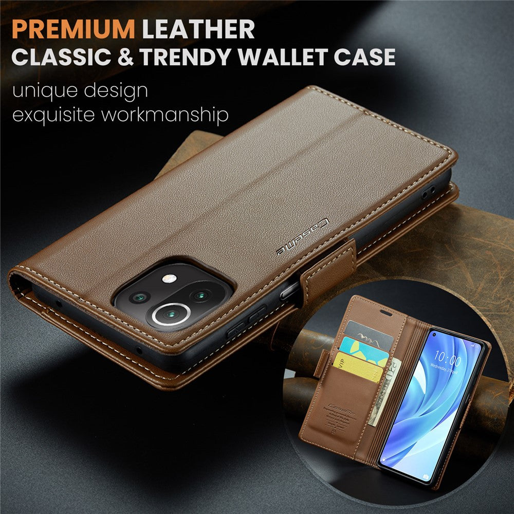 For Xiaomi Mi 11 Lite 4G / 5G / 11 Lite 5G NE Leather Case CASEME 023 RFID Blocking 3 Card Slot Mobile Cover