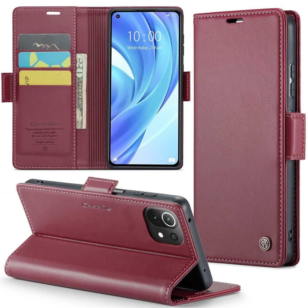 For Xiaomi Mi 11 Lite 4G / 5G / 11 Lite 5G NE Leather Case CASEME 023 RFID Blocking 3 Card Slot Mobile Cover