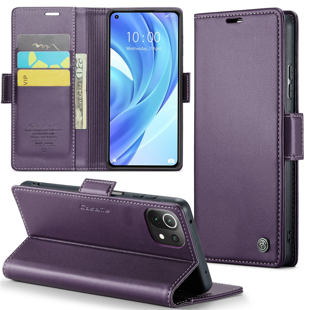 For Xiaomi Mi 11 Lite 4G / 5G / 11 Lite 5G NE Leather Case CASEME 023 RFID Blocking 3 Card Slot Mobile Cover